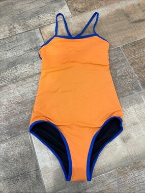 NWT Beautikini Period Swimwear One Piece Bathing Suit Size XS Orange Blue